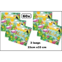 Wefiesta 60 stuks Servetten Hawai aloha 33cm x 33cm - 3 laags - Servet diner eten knoeien restaurant Tropical Hawai party BBQ thema feest verjaardag feest