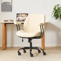 HAUSS SPOLE Bureaustoel - Ergonomisch Design Met Verstelbare Zithoogte En Optionele Armleuningen - Voor Kantoor En Thuis - Leer Wit