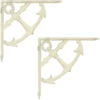 vidaXL Wandplankbeugels 2 st Antiek wit 10 x 10 x 3 cm Staal