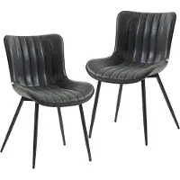 HOMCOM Eetkamerstoel - Synthetische bekleding - 49x61x80,5cm - Zwart