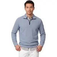 Casa Moda Trui half zip lichtblauw gebreid normale fit