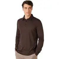 Desoto Regular Fit poloshirt lange mouw bruin