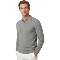 Profuomo Polo lange mouwen Grijs wol gebreid