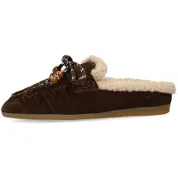 Manfield - Dames - Donkerbruine suède instap bootschoentjes - Maat 39