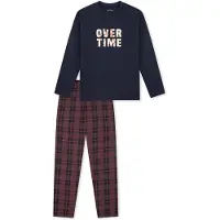 Schiesser Nachtkledij ' Nightwear ' nachtblauw / roestrood