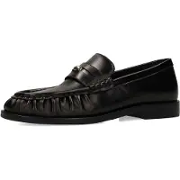 Manfield - Dames - Zwarte leren loafers - Maat 39