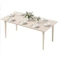 HOMCOM Eettafel, rechthoekige keukentafel voor 8 personen met massief houten poten
