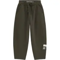 We fashion - Jongens barrel fit joggingbroek met patch - Loose fit - Legergroen - Katoen - Maat: 134