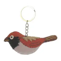 Meander Sleutelhanger Vogel bruin/wit, vilt 9cm