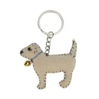 Meander Sleutelhanger Hond bruin, vilt 6,5x1x5/9cm