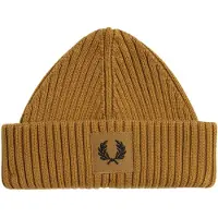 Fred perry Branded Patch Dark Caramel Ribbed Beanie