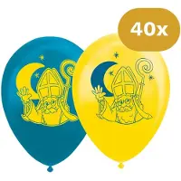 We Fiesta 40x Sinterklaas Ballonnen 12 inch / 30cm - Latex Ballonnen Print Sint - Decoratie Versiering Pakjesavond