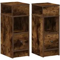 vidaXL Nachtkastjes 2 st met lade 25x31x66 cm gerookt eikenkleurig