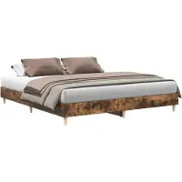vidaXL Bedframe zonder matras 200x200 cm spaanplaat gerookt eiken