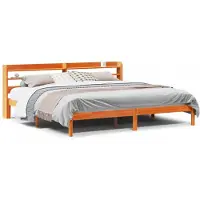 vidaXL Bedframe met hoofdbord massief grenenhout wasbruin 200x200 cm