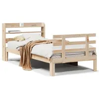 vidaXL Bedframe met hoofdbord massief grenenhout 90x200 cm