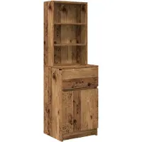 vidaXL Nachtkastje 39x35x125 cm bewerkt hout oud houtkleurig