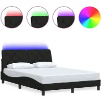 vidaXL Bedframe met LED-verlichting, zonder matras, zwart, 120x200 cm, stof