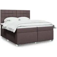 vidaXL Boxspring met matras stof donkerbruin 200x200 cm