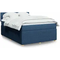 vidaXL Boxspringbed met matras, blauw, 140x200 cm, gestoffeerd