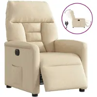 vidaXL Fauteuil verstelbaar elektrisch stof crèmekleurig