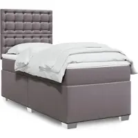 vidaXL Boxspringbed met matras, grijs, 100x200 cm, kunstleer