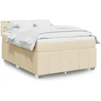 vidaXL Boxspring met matras stof crèmekleurig 140x200 cm