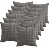 vidaXL Kussensloop 12 st ALMELO Donkergrijs 45 x 45 cm corduroy