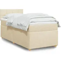 vidaXL Boxspring met matras stof crèmekleurig 90x200 cm