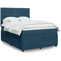 vidaXL Boxspring met matras fluweel blauw 140x200 cm