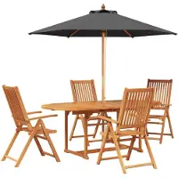 vidaXL Buiten Eetset met Parasol 6 st 4-zits Anthraciet en Natuurlijk