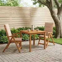 vidaXL 3-delige tuineetset 2-zits Beige Massief Acacia Hout