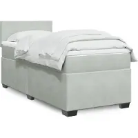 vidaXL Boxspring met matras fluweel lichtgrijs 80x200 cm