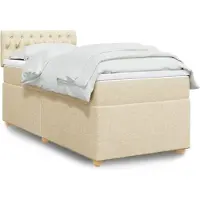 vidaXL Boxspring met matras stof crèmekleurig 90x200 cm