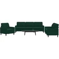 vidaXL 3-delige Loungeset met kussens fluweel donkergroen