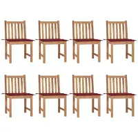 vidaXL Tuinstoelen, 8 stuks met kussens, massief teakhout