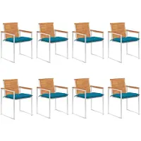 vidaXL Tuinstoelen, 8 stuks met kussens, massief acaciahout