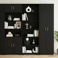 vidaXL Dressoir Zwart eiken 70 x 41 x 185 cm Bewerkt hout
