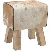 vidaXL Bank 40 x 30 x 45 cm Echt Leer Bruin en wit
