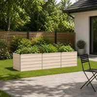 vidaXL Verhoogde Tuinbak Ivoor 242 x 80 x 55 cm Gegalvaniseerd staal