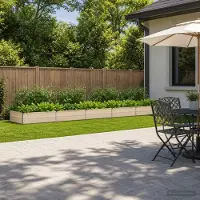 vidaXL Verhoogde Tuinbak Ivoor 400 x 80 x 24 cm koudgewalst staal