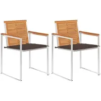 vidaXL Tuinstoelen 2 st met kussens massief acaciahout en staal