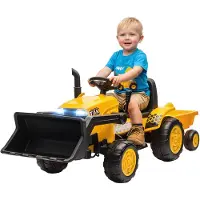 AIYAPLAY Electric Ride-on Construction Car-Kunststof, Staal-146L x 58B x 58,5H cm-Geel