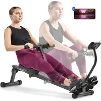 Vali Roeimachine - 12 Weerstandsniveaus - Fitness Compact Machine - Verstelbare Roeimachine - Zwart - 148cm x 51cm x 63cm