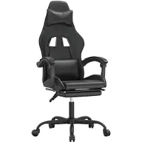 vidaXL Gaming stoel met voetsteun, draaibaar, zwart, kunstleer