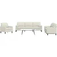 vidaXL 3-delige Loungeset met kussens en bolsters fluweel crèmekleurig