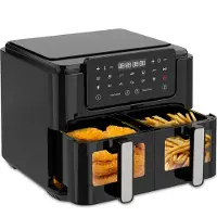 Strex Airfryer XXL - 10L - 2500W - Heteluchtfriteuse - Dubbele Airfryer - 50ºC tot 200ºC - 10 Kookprogramma's - Zwart