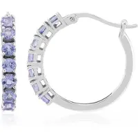Cavill - 925 Sterling Zilver Oorbellen - 18K Goud Verguld - 1,73 ct Paarse Tanzaniet Rond - Elegante Oorringen Dames Tanzanië