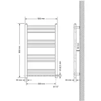 ECD-Germany Badkamerradiator Elektrisch 600x800 Mm Antraciet Met Verwarmingselement 300w