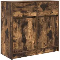 vidaXL Dressoir met lade, gerookt eikenfineer, 80x34x76 cm, houtvezelplaat
